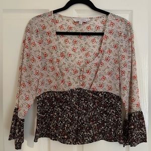NWOT Intermix Floral Printed Silk Top
